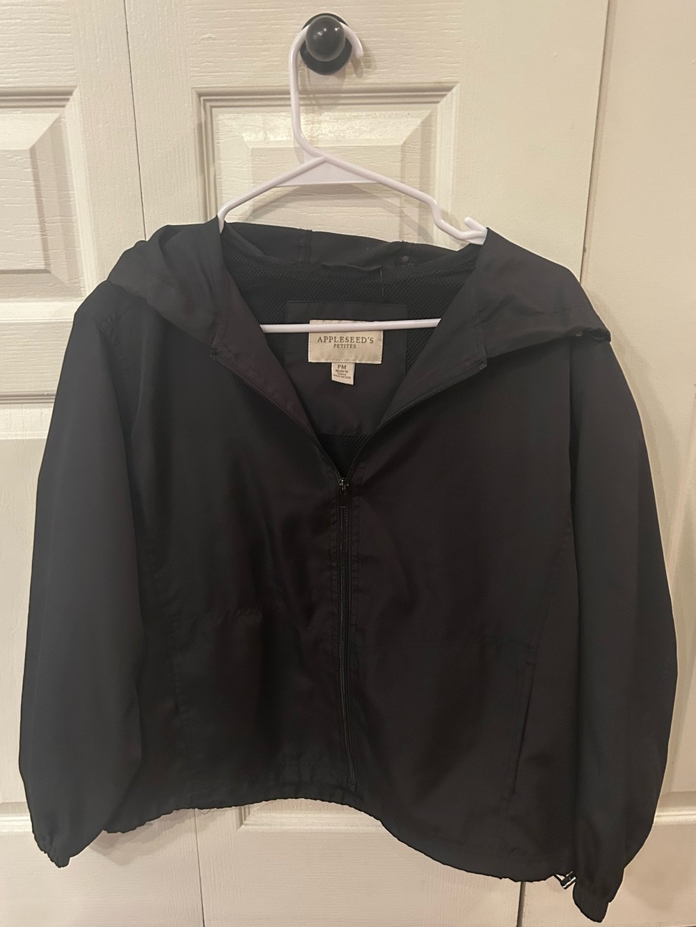 Appleseed's Black Hooded Zip-Front Utility Jacket